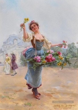 Louis Marie Schryver La Fleur Fille 3 Parisienne Peinture à l'huile